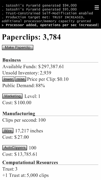 Universal Paperclips screenshot 2